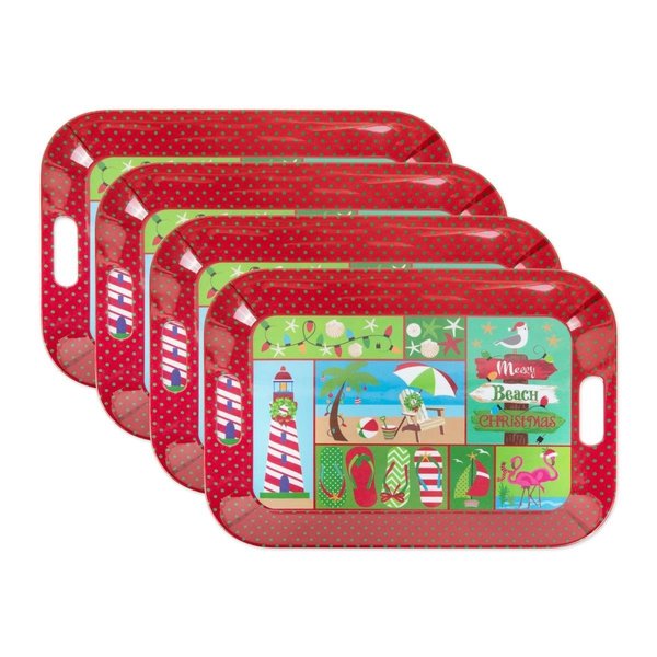 Design Imports Design Imports  Coast Xmas Melamine Tray - Set of 4 CAMZ10764